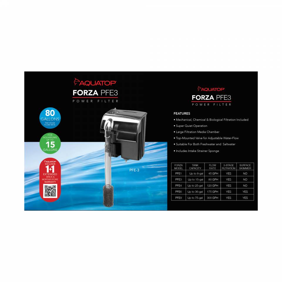 Aquatop Forza PFE-3 Power Filter – 80 GPH
