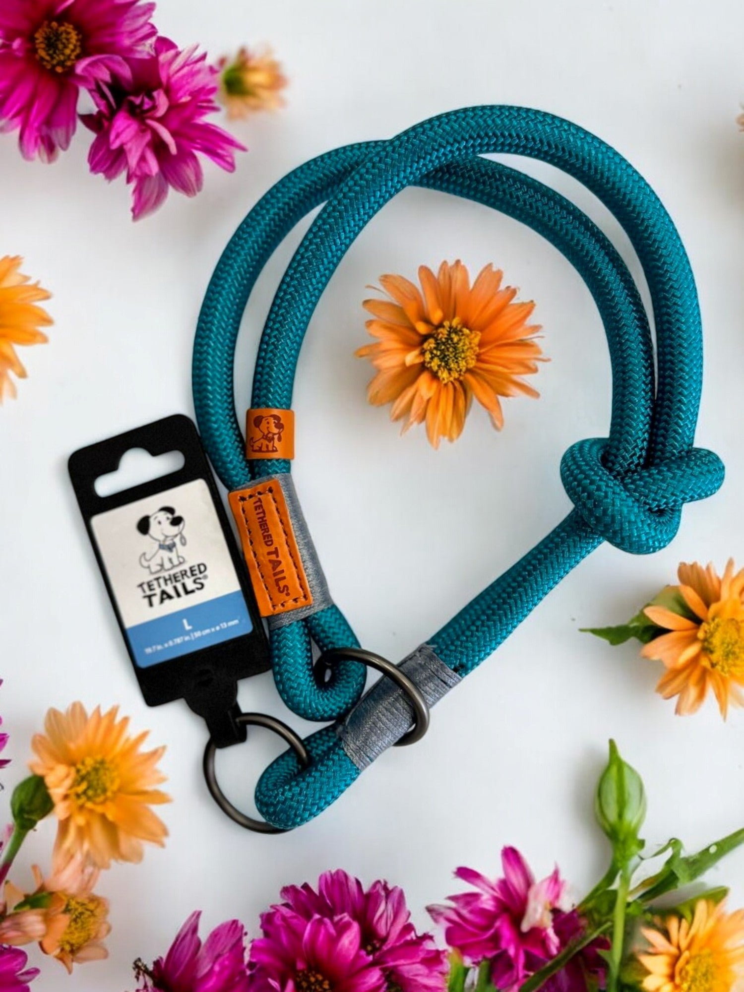 Slip & Stroll Slip-Lead Collar- L, Teal
