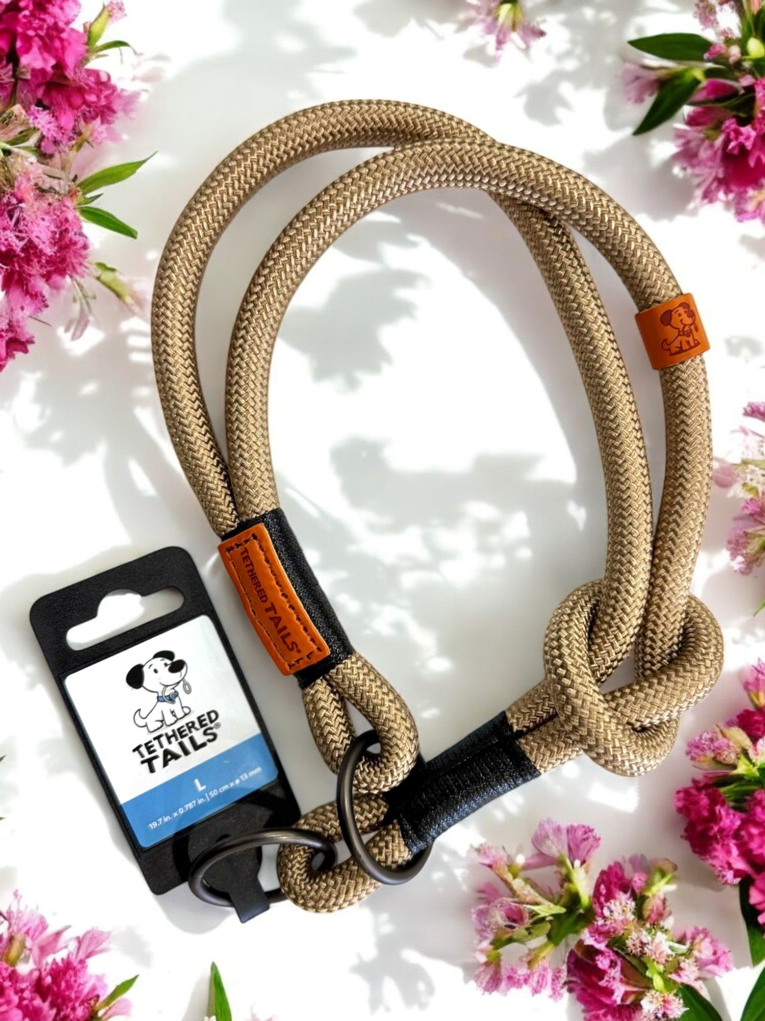 Slip & Stroll Slip-Lead Collar- L, Sand