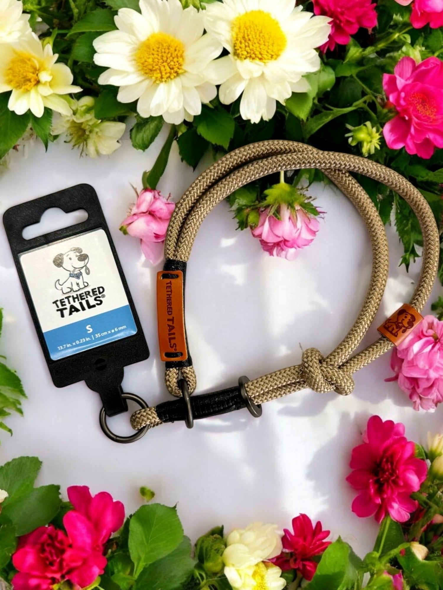 Slip & Stroll Slip-Lead Collar- S, Sand