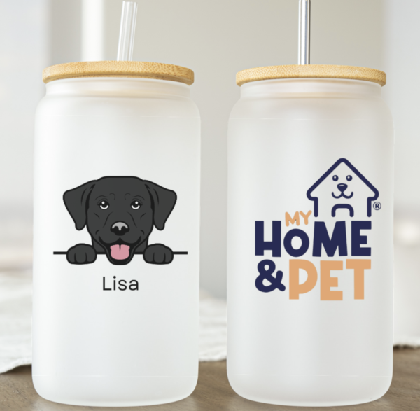 My Home & Pet Personalized 16 oz Frosted Glass Tumbler